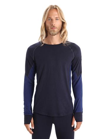 Base Layers Icebreaker BodyfitZone™ Merino 260 Zone Long Sleeve Crewe Thermal Top Homme Bleu Marine Bleu Royal Bleu Marine | FR 1381DFMN